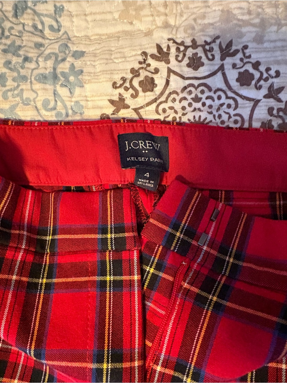 J. Crew Red tartan Plaid Kelsey ankle crop Pants Sz 4 (28) new